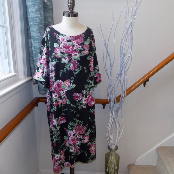 KAREN SCOTT SPORT Floral Black Dress Plus Size 3X - Picture 1 of 2
